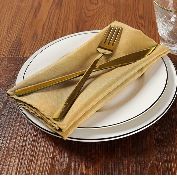 NEW Gold Napkins Fabric Cloth Napkins NEW Set of 6 - Picture 3 of 4